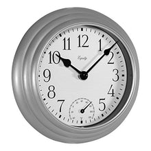 Load image into Gallery viewer, Equity by La Crosse 29007 Outdoor Thermometer &amp; Humdity Wall Clock, 8", Metallic Silver
