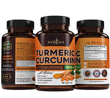 Load image into Gallery viewer, (2-Pack) Turmeric Curcumin with Bioperine 1650mg by New Age. Premium Joint &amp; Healthy Inflammatory Support with 95% Standardized Curcuminoids. Non-GMO, Gluten Free Capsules with Black Pepper
