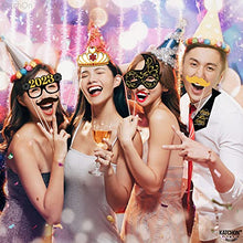 Load image into Gallery viewer, New Years Eve Photo Booth Props 2023 - Pack of 35 | Shiny New Years Photo Booth Props 2023 | New Years Eve Party Supplies 2023 | NYE Decorations 2023 | Happy New Year Decorations 2023, Little DIY

