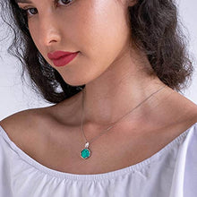 Load image into Gallery viewer, 925 Sterling Silver Turquoise Necklace - Dainty 12mm Round Gemstone Pendant, December Birthstone, Delicate Handmade Jewelry, Vintage Antique Everyday Jewel, Perfect Gift for Classy Women
