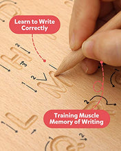 Load image into Gallery viewer, Coogam Wooden Letters Practicing Board, Double-Sided Alphabet Tracing Tool Learning to Write ABC Educational Toy Game Fine Motor Montessori Gift for Preschool 3 4 5 Years Old Kids
