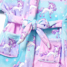 Load image into Gallery viewer, Matching Girls&amp;Doll Robe Kids Bathrobes American Girl Plush Fleece Unicorn Pajamas,Size 6 7
