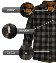 Load image into Gallery viewer, Venado Mens Plaid Shirts for Men - Heavyweight Buffalo Plaid Fleece Shirt (X-Large, Plaid Charcoal)
