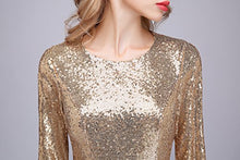 Load image into Gallery viewer, honey qiao Gold Modest Bridesmaid Dresses Long High Back Prom Party Gowns
