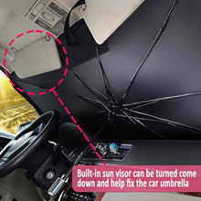Load image into Gallery viewer, SPRFUFLY Car Windshield Sun Shade Umbrella, UV Reflecting Foldable Front Car Sunshade Umbrella, Easy to Use/Store Car Umbrella Protect Vehicle from UV Rays Sun and Heat, Fit Most Vehicle(57'' x 31'')
