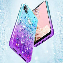Load image into Gallery viewer, Dzxouui for T-Mobile Revvl 4 Case,TCL Revvl 4 Case (Not Fit 4 Plus) Girls Women TPU Clear Cover Moving Quicksand Glitter Protective Cute Phone Cases for T-Mobile Revvl 4(Teal/Purple)
