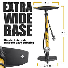 Load image into Gallery viewer, BV Bicycle Ergonomic Bike Floor Pump with Gauge &amp; Smart Valve Head, 160 psi, Automatically Reversible Presta and Schrader
