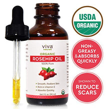 Load image into Gallery viewer, Organic Rosehip Seed Oil for Face - 100% Pure Cold Pressed Facial Oil, Reduces the Appearance of Scars, Natural Non-Greasy Moisturizing Serum for Dry and Sensitive Skin, 1 oz
