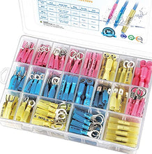 Load image into Gallery viewer, TICONN 250Pcs Heat Shrink Wire Connectors, Waterproof Automotive Marine Electrical Terminals Kit, Crimp Connector Assortment, Ring Fork Spade Butt Splices
