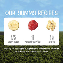 Load image into Gallery viewer, Happy Baby Organics Clearly Crafted Stage 2 Baby Food, Bananas, Raspberries &amp; Oats, 4 Ounce Pouch (Pack of 16) packaging may vary
