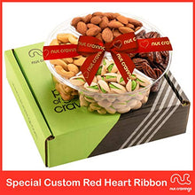 Load image into Gallery viewer, Christmas Gift Basket Holiday Mixed Nuts + Heart Ribbon (4 Assortments) Gourmet Food Bouquet Xmas Arrangement Platter, Birthday Care Package Tray, Healthy Kosher Snack Box - Families Adults Men Women
