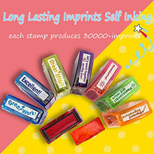Load image into Gallery viewer, Bertiveny Teacher Stamps for Grading Classroom，Parent Signature Self-Inking Teacher Stamp Set School Supplies Stamps for Homework Reward with 8 pcs Teacher Supplies for Classroom Elementary(Rainbow)
