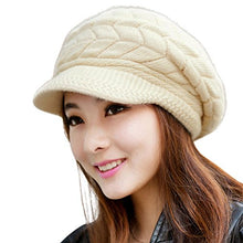 Load image into Gallery viewer, HINDAWI Winter Hat Gloves for Women Knit Snow Ski Outdoor Cap Touch Screen Mittens (Beige)
