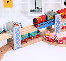 Load image into Gallery viewer, Z MAYABBO Wooden Train Set Accessories Wood Railway Bridge for Railroad Tracks, 2-Level Overpass Compatible for All Railway Tracks System
