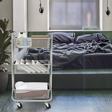 Load image into Gallery viewer, DESIGNA 3-Tier Rolling Utility Cart Storage Shelves Multifunction, Metal Mesh Baskets, Pantry Cart with Lockable Wheels, Gray

