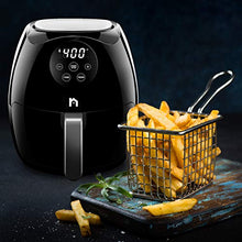 Load image into Gallery viewer, New House Kitchen Digital 3.6 Quart Air Fryer w/ Flat Basket, Touch Screen AirFryer, Non-Stick Dishwasher-Safe Basket, Use Less Oil For Fast Healthier Food, 60 Min Timer &amp; Auto Shut Off, Black
