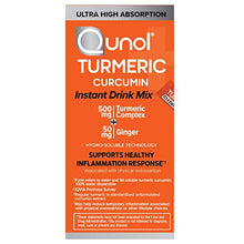Load image into Gallery viewer, Qunol Turmeric Curcumin Instant Drink Mix, On-The-Go Packets, Orange Flavor, Ultra High Absorption, 500mg Turmeric + 50mg Ginger, Anti-Inflammatory &amp; Joint Support, Dietary Supplement, 15 Servings
