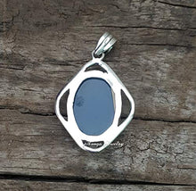 Load image into Gallery viewer, Blue Chalcedony Pendant 925 Sterling Silver Vintage Pendant Statement Jewelry Wedding Jewelry Birthday Gift Boho Vintage Style Unique Pendant Family Pendant New Style Jewellery Gifts Gor Her/Him
