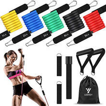 Load image into Gallery viewer, LEEKEY Resistance Bands Set Workout Bands (11pcs) 5 Different Level Stackable Exercise Bands with Door Anchor, Handles, Waterproof Carry Bag,Legs Ankle Straps for Home Workouts and Resistance Training

