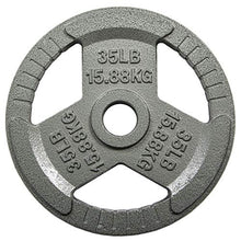 Load image into Gallery viewer, Sporzon! Cast Iron Olympic 2-Inch Grip Plate Weight Plate for Strength Training, Weightlifting and Crossfit, Single, Gray
