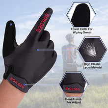 Load image into Gallery viewer, boildeg Cycling Gloves Mountain Bike Gloves MTB Gloves Bicycle Dirt Bike Gloves for Men Women Full Finger Touch Screen Biking Gloves Anti-Slip Shock-Absorbing Gel Pad Workout Gloves (Black, M)
