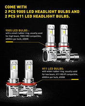 Load image into Gallery viewer, AUXITO 9005 H11 LED Headlight Bulbs Combo, High Low Beam Replacement, 24000LM 6500K Cool White, Wireless Headlight LED Bulbs, Pack of 4
