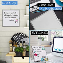 Load image into Gallery viewer, Small Dry Erase White Board - Desktop Whiteboard 10"X10" with Stand, 3 Markers, 4 Magnets &amp; Eraser - Tabletop Double-Sided Portable Mini White Board Easel for Office Desk, Kids Home School Students
