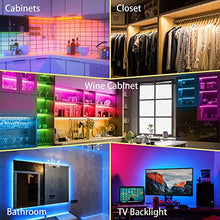 Load image into Gallery viewer, RGB Under Cabinet Lights Plug in, 3 PCS 12 Inch Under Cabinet Lighting Kit, Closet Lights with Smart APP Remote &amp; Adapter, Dimmable Under Counter Lights for Kitchen, Shelf, Workbench, Desk, Bookcase
