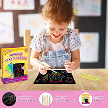 Load image into Gallery viewer, pigipigi Rainbow Scratch Paper Art - 109 Pcs Magic Scratch Off Craft Kit for Kids Color Drawing Note Pad Supply for Children Girls Boys DIY Party Favor Game Activity Birthday Christmas Toy Gift Set

