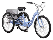 Load image into Gallery viewer, Schwinn Meridian Adult Trike, Three Wheel Cruiser Bike, 7-Speed, 26-Inch Wheels, Cargo Basket, Periwinkle
