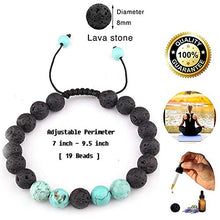 Load image into Gallery viewer, Adjustable Lava Bead Stone Anxiety Diffuser oil diffuesr Bracelet women with Turquoise - meditation,relax,healing,aromatherapy
