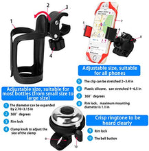 Load image into Gallery viewer, 3 Pack Bike Water Bottle Holder, Silicone Phone Holder Secure, Aluminum Bike Bell, 360° Cup Holder Bottle Cage for Bike Motorcycle Stroller, Phone Mount Any Smart Phone, Bicycle Bell, Bike Accessories
