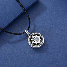 Load image into Gallery viewer, Locket Necklace That Hold Photos, 925 Sterling Silver Compass Locket with Natural Genuine Moonstone, Engraving "Always in my heart" Locket Pendant Necklace, Inspirational Compass Jewelry Moonstone Necklace Gift for Women Teens Daughter

