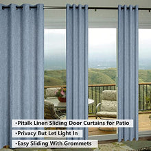 Load image into Gallery viewer, Dusty Blue Sheer Curtains 96 Inches Long for Sliding Glass Door 2 Panels Set Linen Curtains Semi Sheers for Bedroom Living Room Patio Boho Stone Blue
