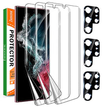 Load image into Gallery viewer, IMBZBK [3+3 Pack] for Samsung Galaxy S22 Ultra 5G Screen Protector [Not Glass], 3 Pack Flexible TPU Film with 3 Pack Tempered Glass Camera Lens Protector, Fingerprint Compatible, Case Friendly
