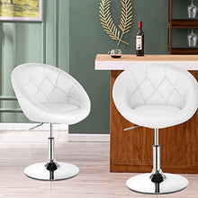 Load image into Gallery viewer, Costway Swivel Accent Chair, Contemporary Tufted Round-Back Tilt Chair with Chrome Frame, Height-Adjustable Modern for Lounge, Pub, Bar, White
