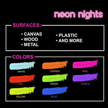 Load image into Gallery viewer, 2-IN-1 Glow In The Dark Acrylic Paint Set by neon nights – Glows in the Dark &amp; under UV Blacklight - Set of 8 Self-Luminous Neon Paints for Halloween - German Premium Quality - Phosphorescent
