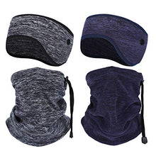 Load image into Gallery viewer, 4 Pieces Winter Ear Warmer Headband Winter Neck Gaiter for Cold Weather Running Sweatband Sports Non Slip for Girls Women Men Fleece Headband Ear Cover Muffs for Jogging Cycling Yoga
