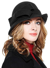 Load image into Gallery viewer, Bellady Women's Elegant Flower Wool Cloche Bucket Bowler Hat,Style2_gray,One Size
