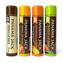 Load image into Gallery viewer, Panama Jack Sunscreen Lip Balm - SPF 45, Flavor Pack, Broad Spectrum UVA-UVB Sunscreen Protection, Prevents &amp; Soothes Dry, Chapped Lips
