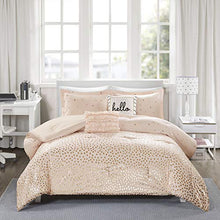 Load image into Gallery viewer, Intelligent Design Zoey Triangle Metallic Print, Cozy Comforter Set All Season Bedding Set, Matching Sham, Decorative Pillow, Twin/Twin XL, Blush/Rosegold 4 Piece
