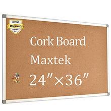 Load image into Gallery viewer, Cork Board Bulletin Board – 24 x 36 Message Board Wall Mounted Pin Board Aluminum Framed with 12 Pins
