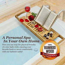 Load image into Gallery viewer, FITNATE Luxury Bathtub Tray, Wooden Bathtub Tray with Extendable Sizes, Adjustable, Non-Slip &amp; Durable, Bathtub Tray Caddy with Wooden Body Brush,Wine Glass Slot, Phone Tray, Book Holder

