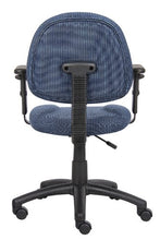 Load image into Gallery viewer, Boss Office Products Perfect Posture Delux Fabric Task Chair with Adjustable Arms in Blue
