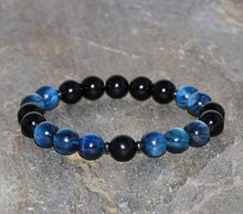 Load image into Gallery viewer, Blue Kyanite and Black Tourmaline Bracelet 8mm Natural Gemstone Bracelet Gift Bracelet Anniversary Bracelet Grade AAA Beaded Bracelet Unisex
