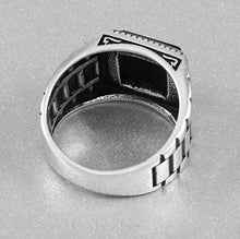 Load image into Gallery viewer, Chimoda Mens Solitaire Silver Rings 925 Sterling Men's Jewelry with Black Onyx Stone (10)
