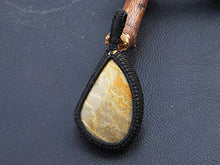 Load image into Gallery viewer, Bumble Bee Jasper cabochon Macrame Pendant, Boho Pendant, Macrame Jewelry, Gemstone Pendant, Handmade Macrame Pendant LA-8654
