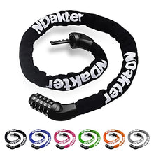 Load image into Gallery viewer, NDakter Bike Chain Lock, 5 Digit Combination Heavy Duty Anti Theft Bicycle Chain Lock, 3.2 Feet Long Security Resettable Bike Locks for Bike, Bicycle, Scooter, Motorcycle, Door, Gate, Fence
