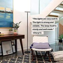 Load image into Gallery viewer, Brightech Sky LED Torchiere Super Bright Floor Lamp - Contemporary, High Lumen Light for Living Rooms &amp; Offices - Dimmable, Indoor Pole Uplight for Bedroom Reading - Black
