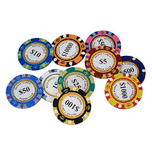 Load image into Gallery viewer, Clay Poker Chips 14 Gram Monte Carlo-Pack of 50 Chips ($10 DarkBlue)
